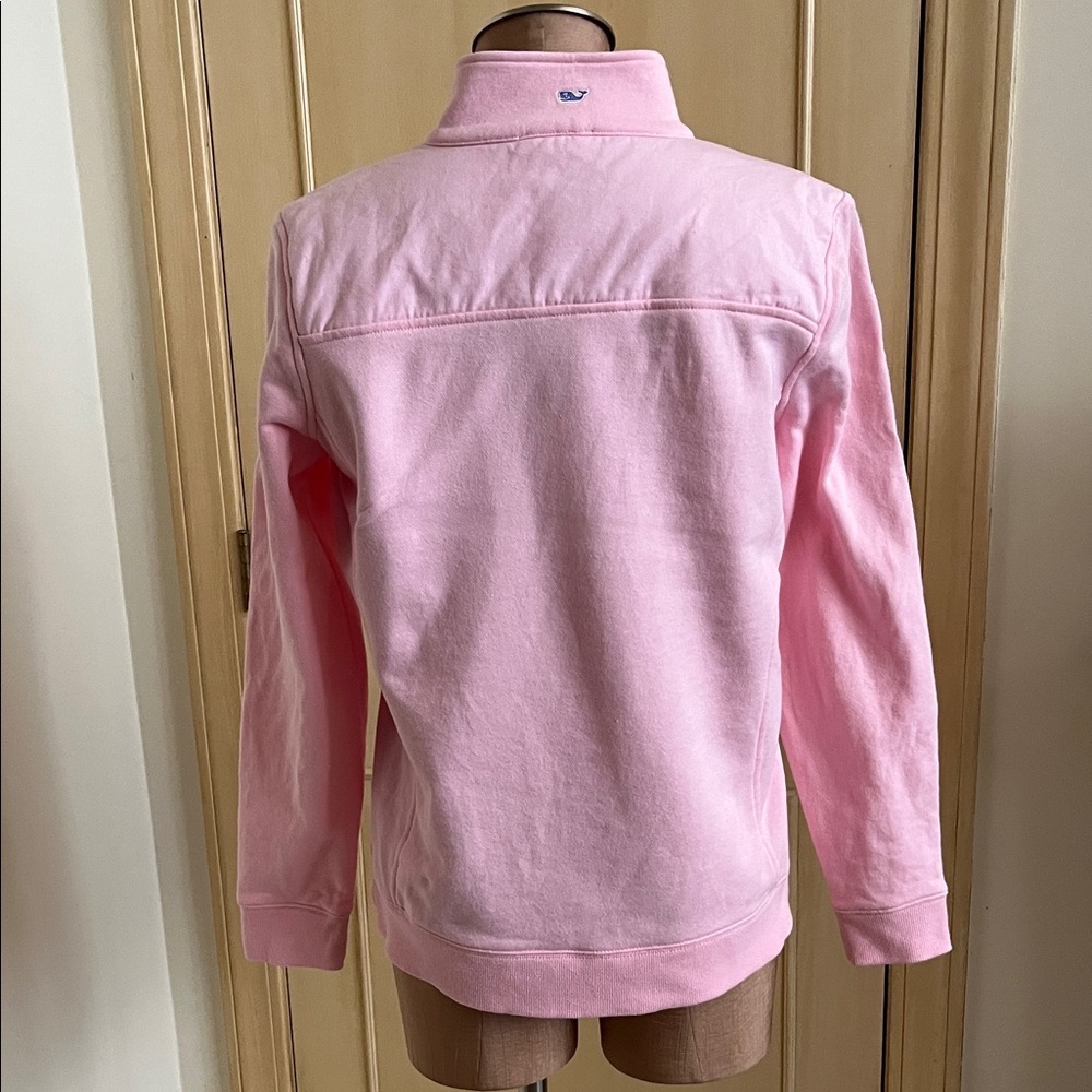 Vineyard Vines Casual Preppy Pink Quarter Zip Cotton Pop Up Collar Sweatshirt M - Picture 2 of 16